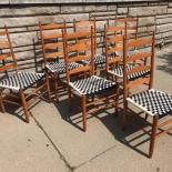 many chairs with checked cane seats